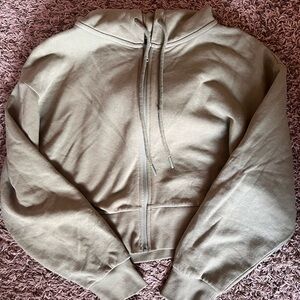 zara green cropped zip up hoodie